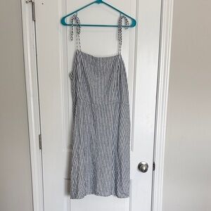 Old Navy Navy and White Striped Tie-Shoulder Midi Dress
